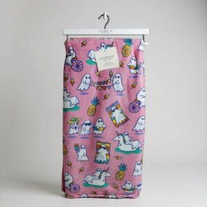 Isaac Mizrahi Throw Blanket Pink Plush Halloween Ghosts Floats Unicorns NWT